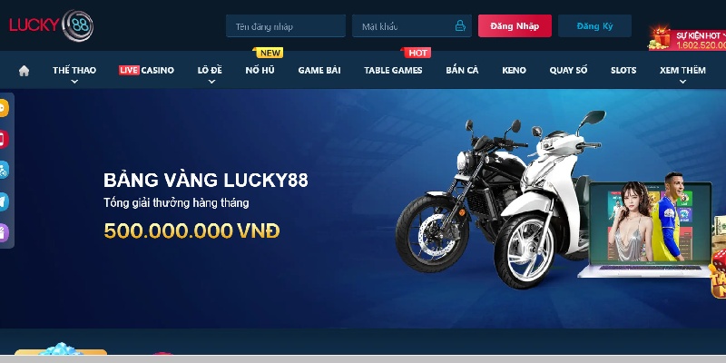 Lucky88 nhà cái tặng tiền hào phóng lên tới 500 triệu