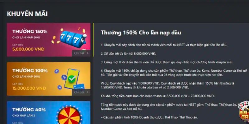 NBET nhà cái tặng tiền thưởng nạp đầu lên đến 5,000,000 VNĐ